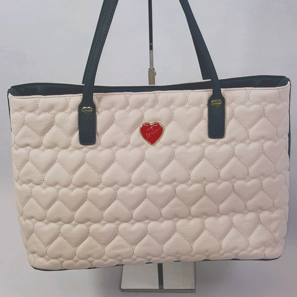 Betsey Johnson Faux Leather Quilted Heart Satchel - Picture 12 of 12